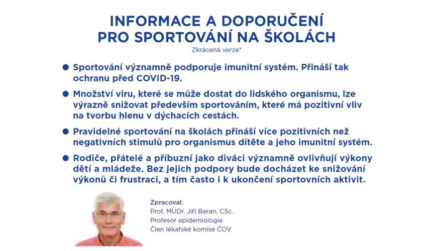 Sportování na školách? Jak na to podle epidemiologa Berana